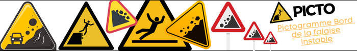 Pictogramme Bord de la falaise instable