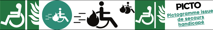 Pictogramme issue de secours handicapé