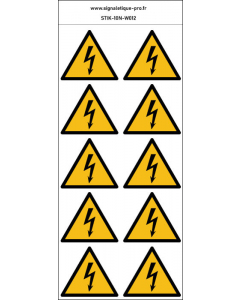 Autocollants électricité - W012 norme iso 7010 – par Lot de 10
