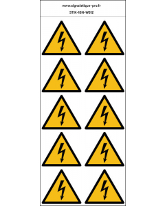 Autocollants électricité - W012 norme iso 7010 – par Lot de 10