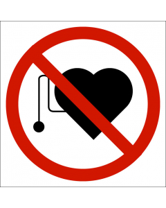 Plaque de porte carrée Zone interdite aux personnes cardiaques