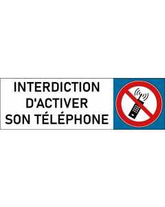 Plaque de porte classique Interdiction d'activer son téléphone