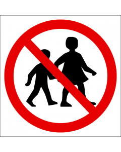 Plaque de porte carrée Interdiction aux enfants non accompagnés