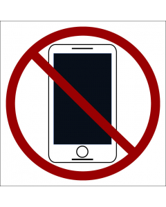 Plaque de porte carrée Interdiction d'utiliser son mobile