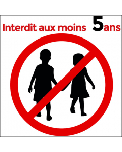 Pictogramme interdit aux moins 5 ans
