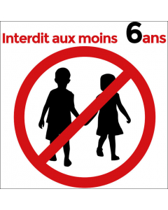 Pictogramme interdit aux moins 6 ans
