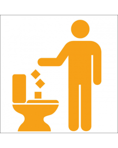 Pictogramme ne rien jeter au toilette orange