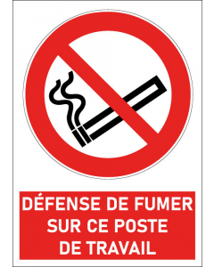 Pictogramme Défense de fumer sur ce poste de travail
