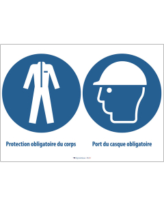 Pictogramme Signalétique "Port du Casque et Vêtement de Protection" pour Chantiers et Zones à Risques