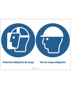 Pictogramme Port du Casque et Protection du Visage – Signalisation de Sécurité Obligatoire