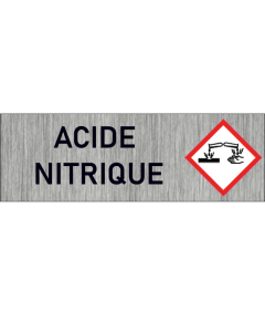 "Plaque de Sécurité Acide nitrique - Signalétique Corrosive en Aluminium Brossé avec Symboles de Mise en Garde"