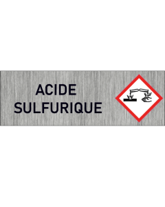 "Plaque de Sécurité Acide sulfurique - Signalétique Corrosive en Aluminium Brossé avec Symboles de Mise en Garde"