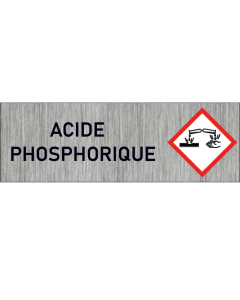 "Plaque de Sécurité Acide phosphorique - Signalétique Corrosive en Aluminium Brossé avec Symboles de Mise en Garde"