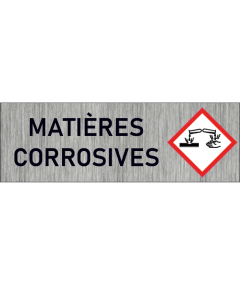 "Plaque de Sécurité Matières corrosives - Signalétique Corrosive en Aluminium Brossé avec Symboles de Mise en Garde"
