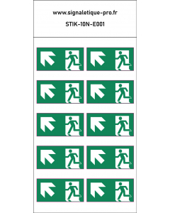 Autocollants Sortie de secours en haut à gauche 10N