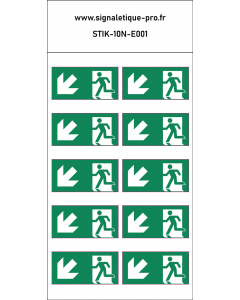 Autocollants Sortie de secours en bas à gauche 10N
