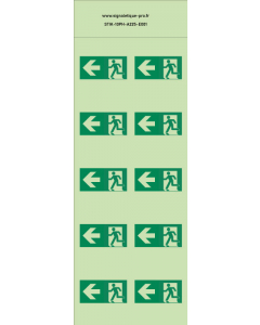 Autocollants photoluminescents Sortie de secours à gauche