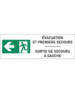 Signalétique évacuation Sortie de secours à gauche - format rectangle