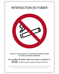 Panneau interdiction de fumer