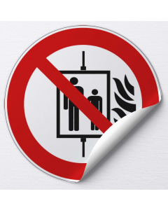 Autocollant Interdiction d'utiliser l'ascenseur en cas d'incendie