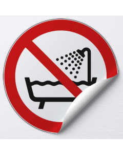 Autocollant Ne pas utiliser ce dispositif dans une baignoire, une douche ou dans un réservoir rempli d'eau