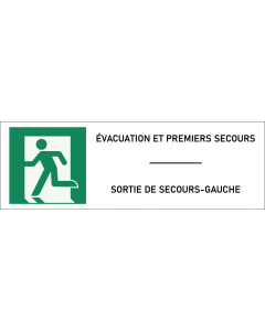 Signalétique sortie de secours gauche - format rectangle