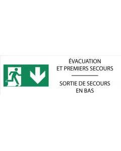 Signalétique évacuation Sortie de secours vers le bas - format rectangle