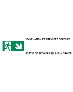 Signalétique sortie de secours à droite bas - format rectangle