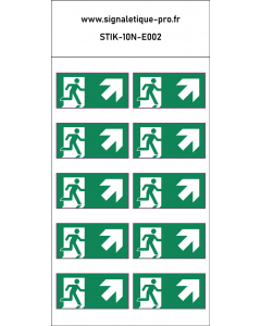 Autocollants Sortie de secours en haut à droite 10N