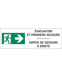 Signalétique évacuation Sortie de secours à droite - format rectangle