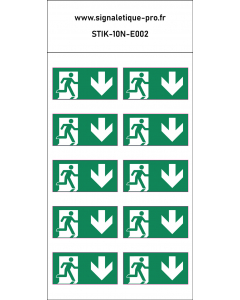 Autocollants Sortie de secours vers le bas 10N