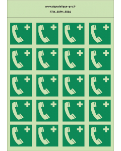 Autocollants photoluminescents Téléphone d'urgence 20Ph