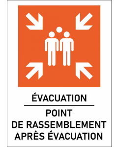 Panneau Point de rassemblement après évacuation orange
