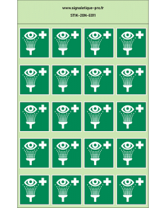 Autocollants photoluminescents  Équipement de rinçage des yeux 20Ph