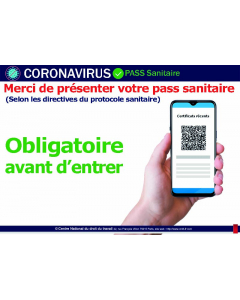 Présentation pass-sanitaire obligatoire - affichage signalétique