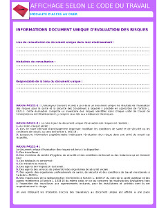  Affichage document unique d’évaluation des risques professionnels – DUERP