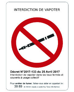 Affichage obligatoire interdiction de vapoter au travail - version autocollant