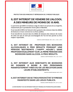 Affichage obligatoire protection des mineurs et répression de l'ivresse publique