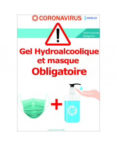 Gel Hydroalcoolique et masque obligatoire avant d'entrer 