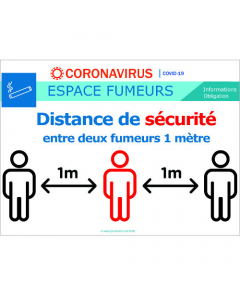 Distance de sécurité de 1m entre deux personnes dans la zone fumeur 