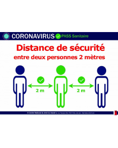 Distance de sécurité de 2 mètres entre deux personnes - signalétique