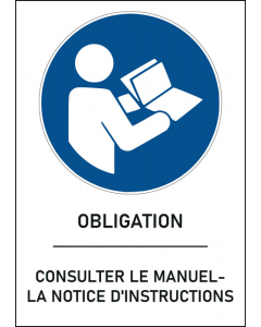 Panneau Consulter le manuel/la notice d'instructions