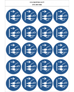 Autocollants Débrancher la prise d'alimentation du secteur - M006 norme iso 7010 – par Lot de 20