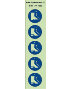 Autocollants photoluminescents Protection obligatoire des pieds (chaussure de sécurité)  5Ph