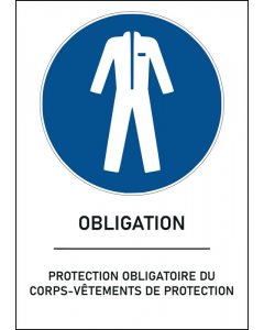 Panneau Protection obligatoire du corps vêtements de protection