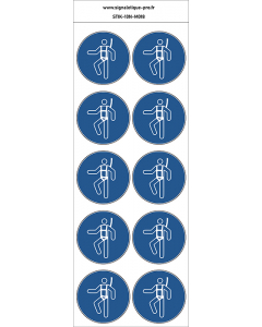 Autocollants Harnais de sécurité obligatoire - M018 norme iso 7010 – par Lot de 10