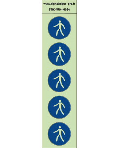 Autocollants photoluminescents Utiliser le passage pour piétons obligatoire 5Ph