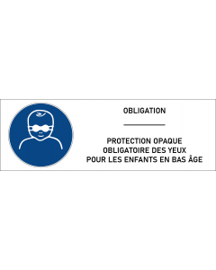 Panneau Protection opaque obligatoire des yeux pour les enfants en bas âge