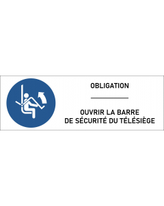 Panneau Ouvrir la barre de sécurité du télésiège