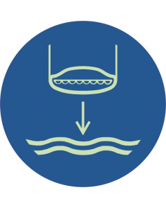 Panneau d' obligation abaisser l'embarcation de sauvetage à l'eau lors de son lancement photoluminescent